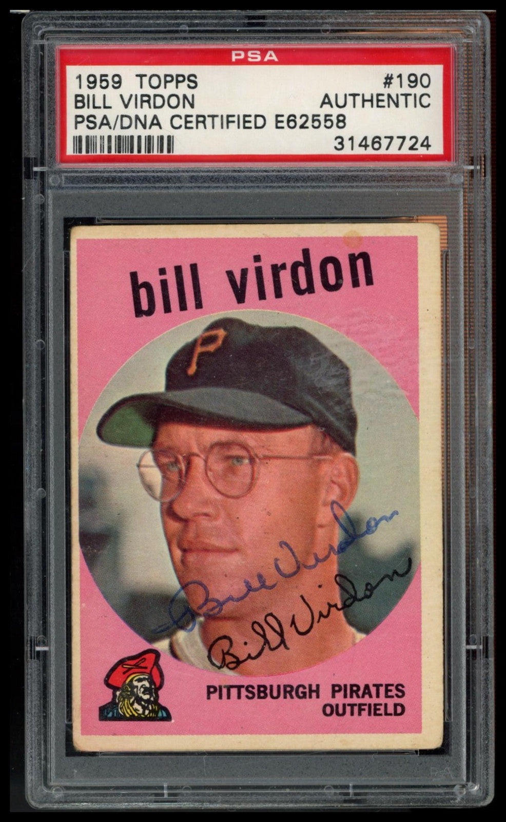 1959 Topps #190 Bill Virdon PSA 0