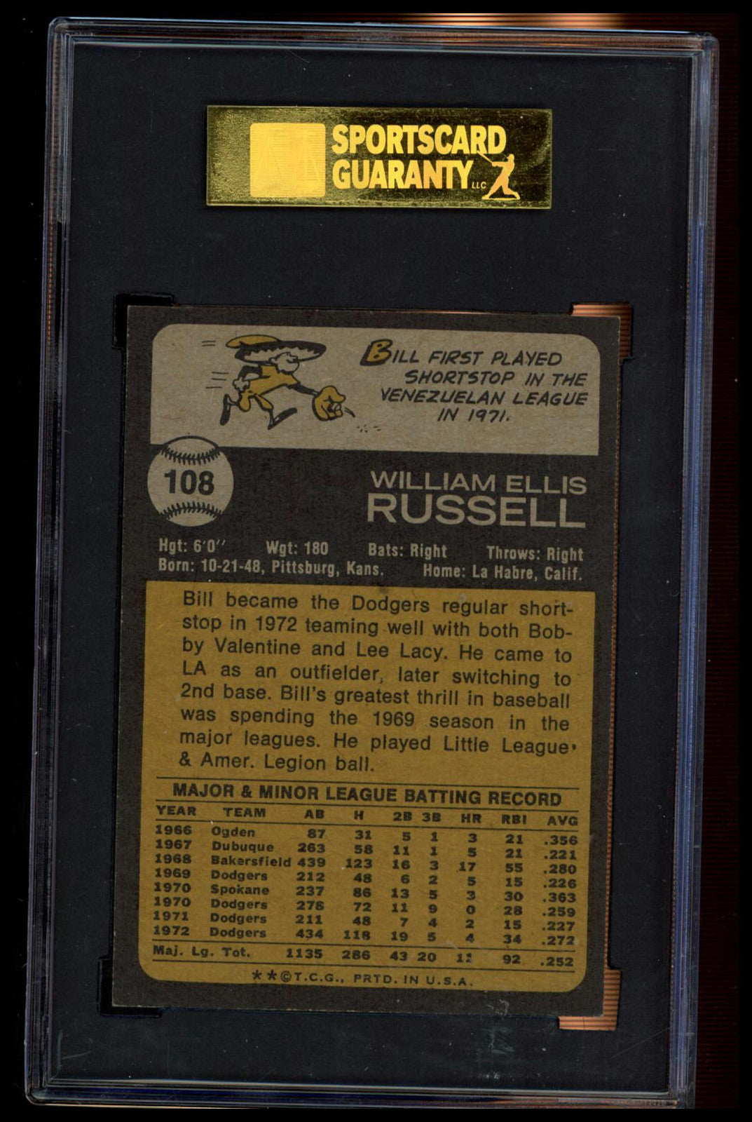 1973 Topps #108 Bill Russell SGC 7