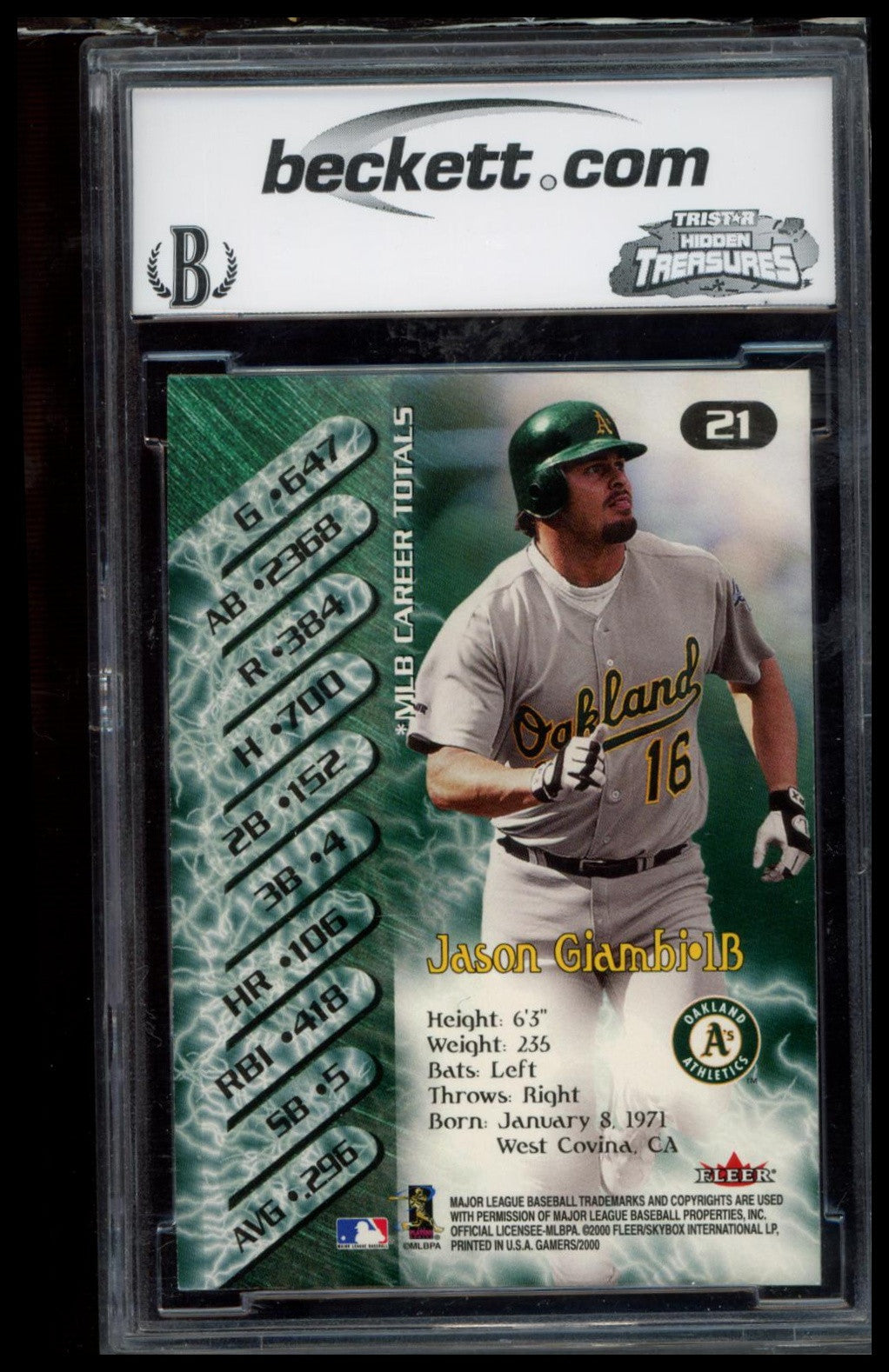 2000 Fleer Gamers #21 Jason Giambi BCCG 9