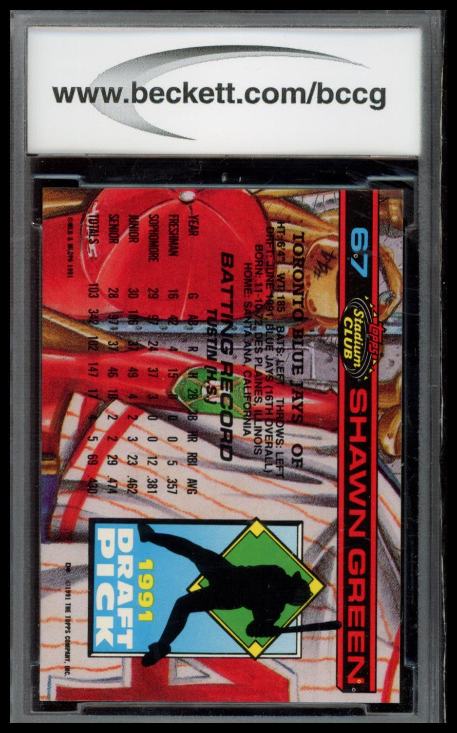 1992 Stadium Club Dome #67 Shawn Green SGC 9