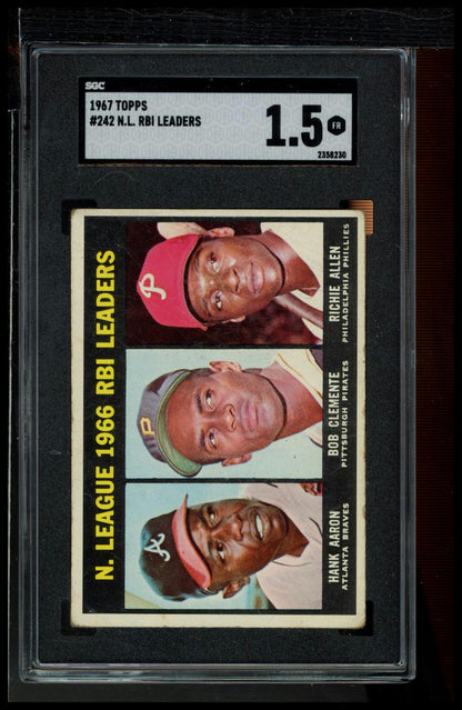 1967 Topps #242 National League 1966 RBI Leaders SGC 1.5