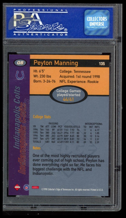 1998 Collector'S Edge 1st Place #135 Peyton Manning 1st Place PSA 9
