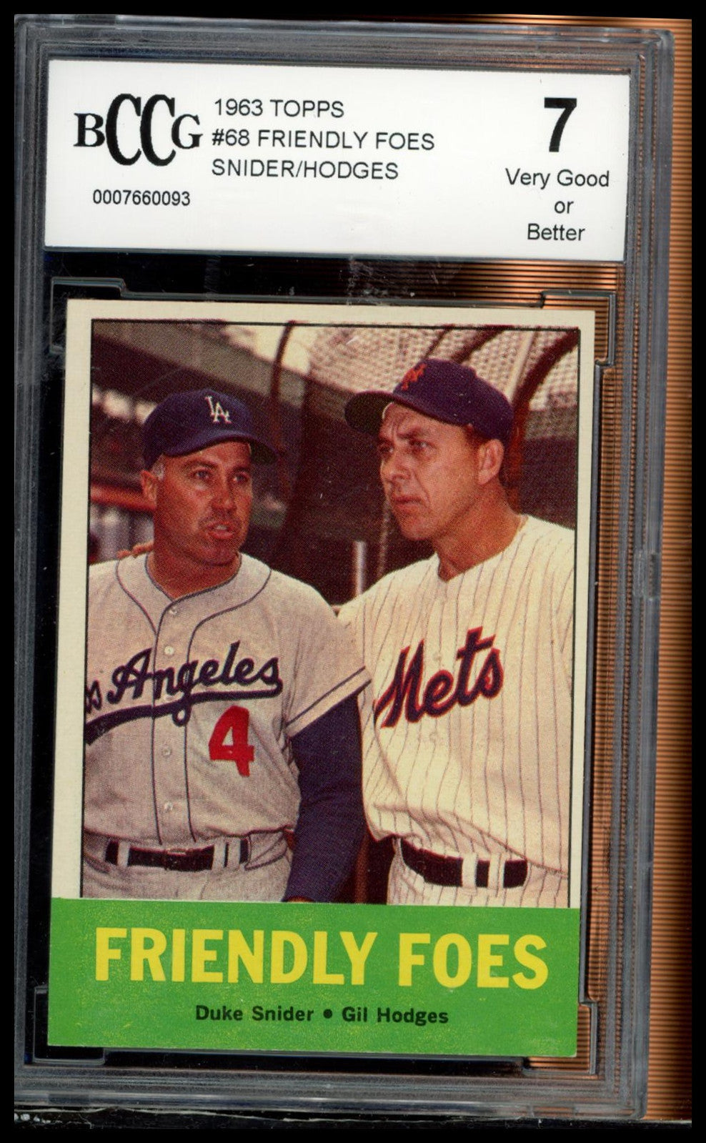 1963 Topps #68 Friendly Foes (Gil Hodges / Duke Snider) BCCG 7