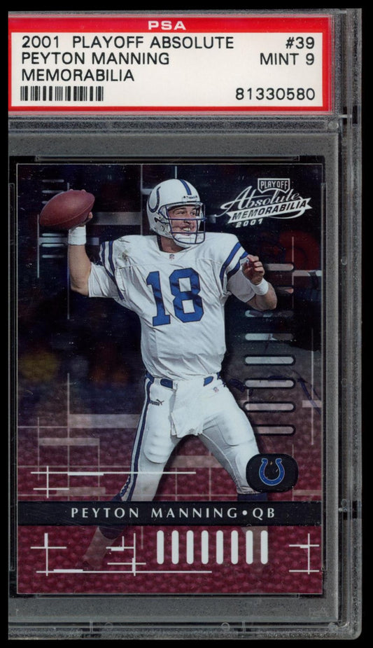 2001 Playoff Absolute Memorabilia #39 Peyton Manning Memorabilia PSA 9