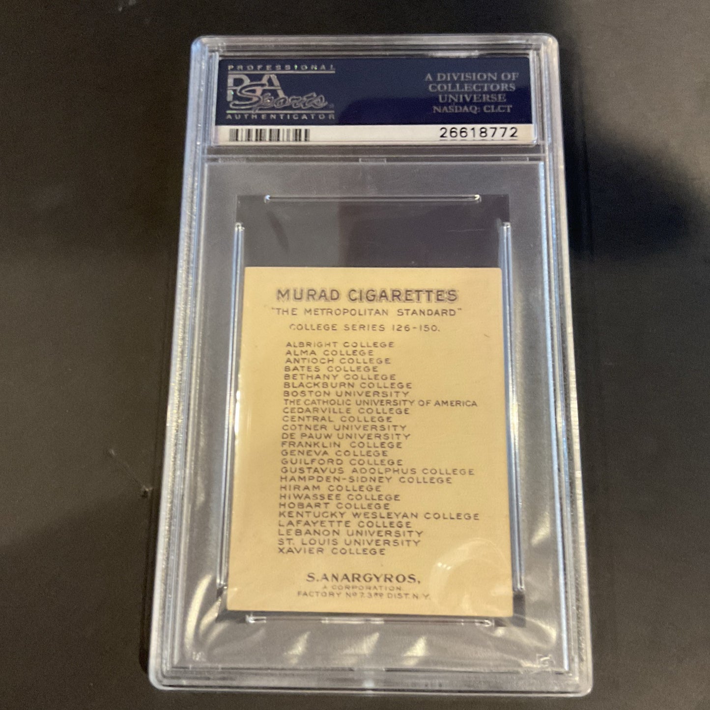 T51 Murad Cigarettes College Series Hiram College PSA 4