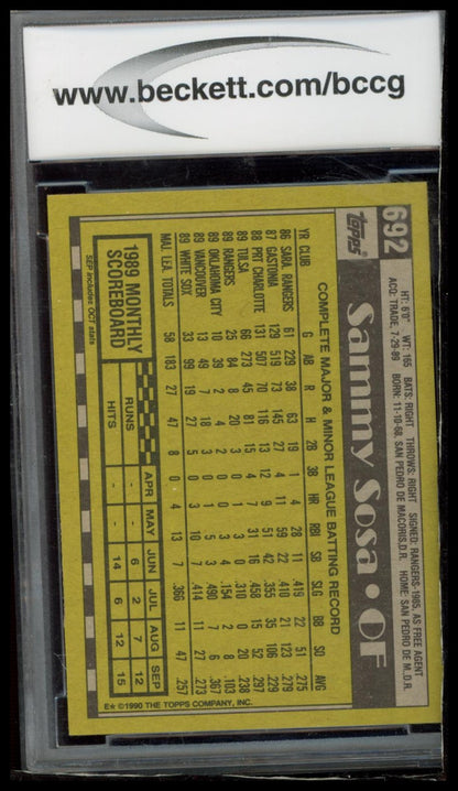 1990 Topps #692 Sammy Sosa BCCG 9
