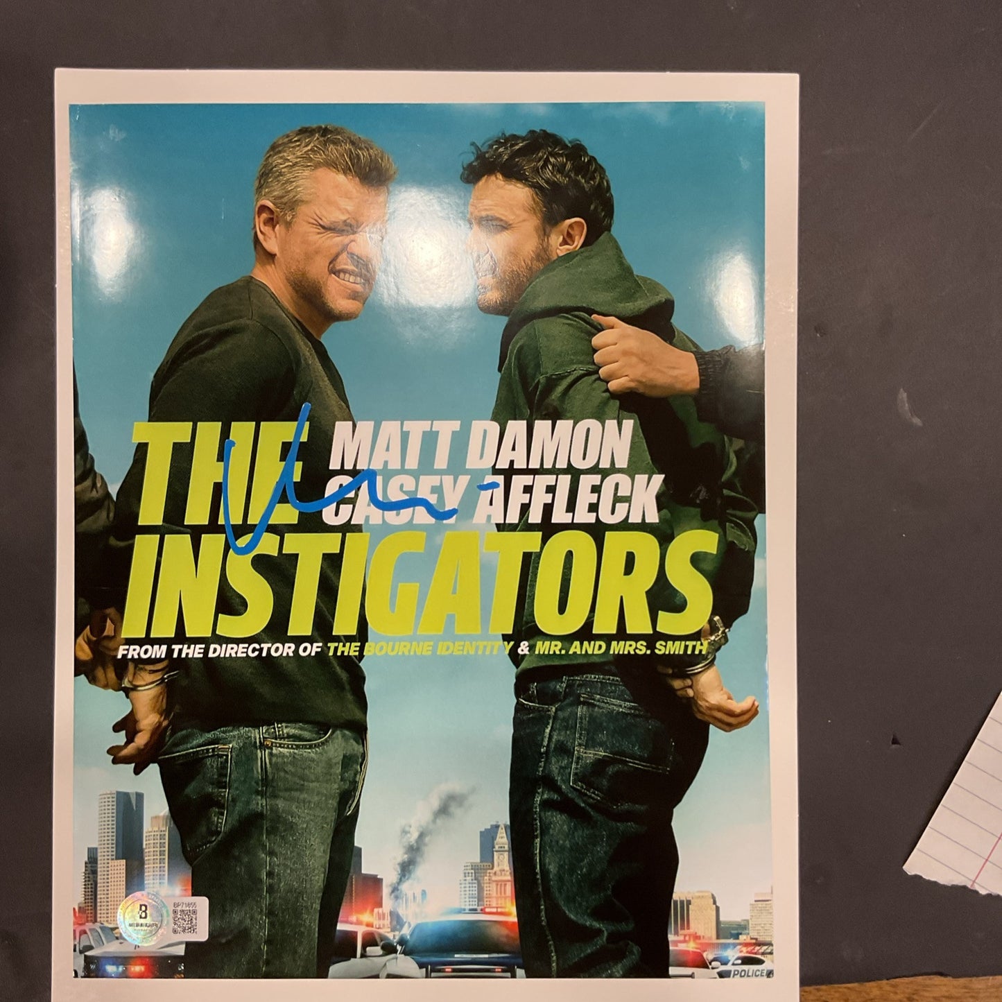 Matt Damon Autographed 8 X 10 Poster The Instigators Beckett Witnessed