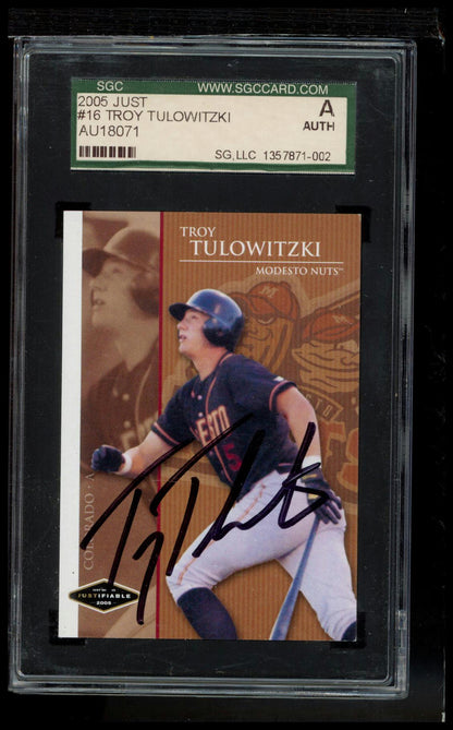 2005 Justifiable #16 Troy Tulowitzki 06 Preview Autographs SGC Authentic #/200