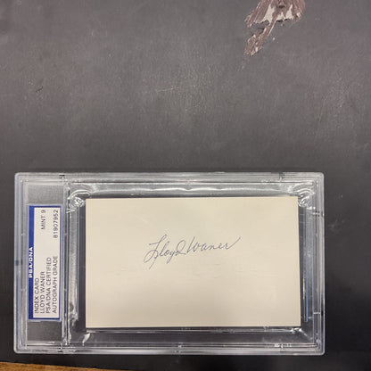 Autographed Lloyd Warner Index Card PSA/DNA Certified Mint 9