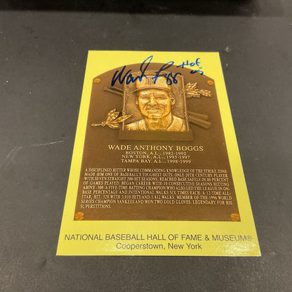 Autographed Wade Boggs Hall Of Fame Yellow Card SGC Authenticated