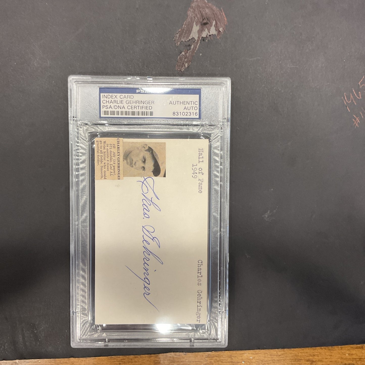 Charlie Gehringer Signed Autographed Index Card PSA DNA Slabbed Tigers HOF