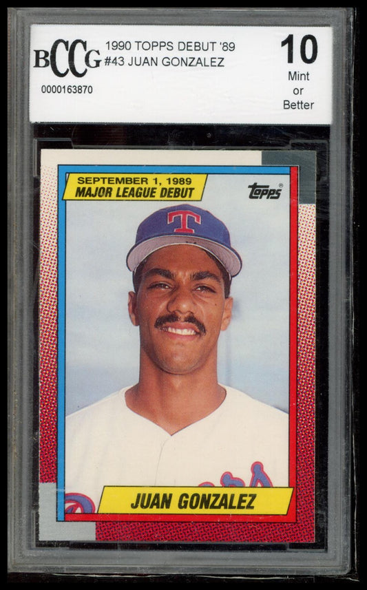 1990 Topps Major League Debut 1989 #43 Juan Gonzalez BCCG 9