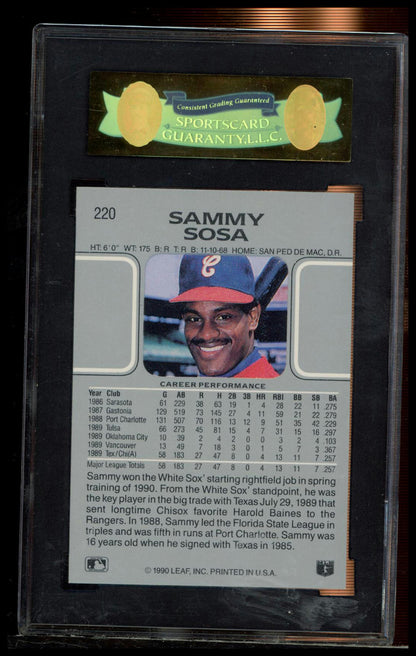 1990 Leaf #220 Sammy Sosa SGC 8
