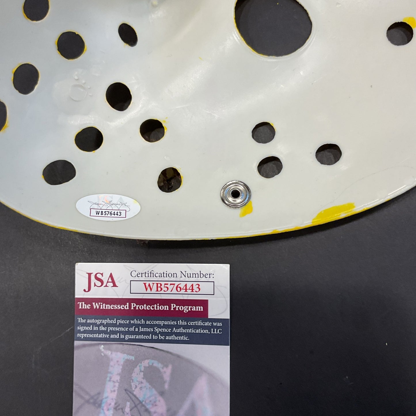 Ari Lehman Friday The 13th "Jason 1" Signed Yellow Jason Mask JSA authenticated