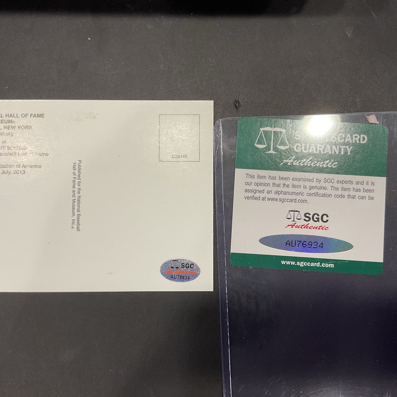 Autographed Wade Boggs Hall Of Fame Yellow Card SGC Authenticated