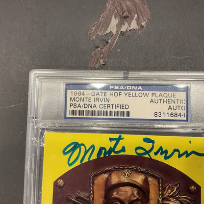 MONTE IRVIN PSA/DNA SIGNED HOF GOLD POSTCARD PLAQUE AUTOGRAPH PSA 8 NM-MT