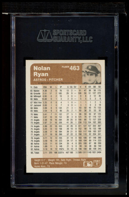 1983 Fleer #463 Nolan Ryan SGC 9