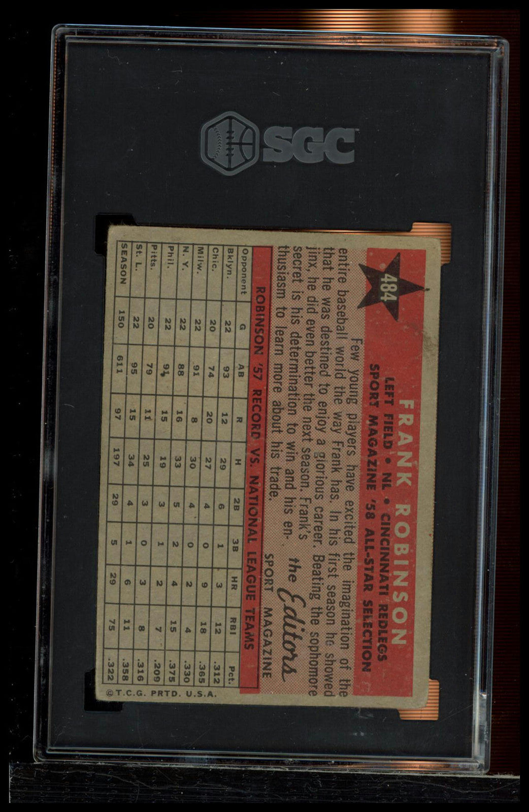 1958 Topps #484 Frank Robinson SGC 2.5