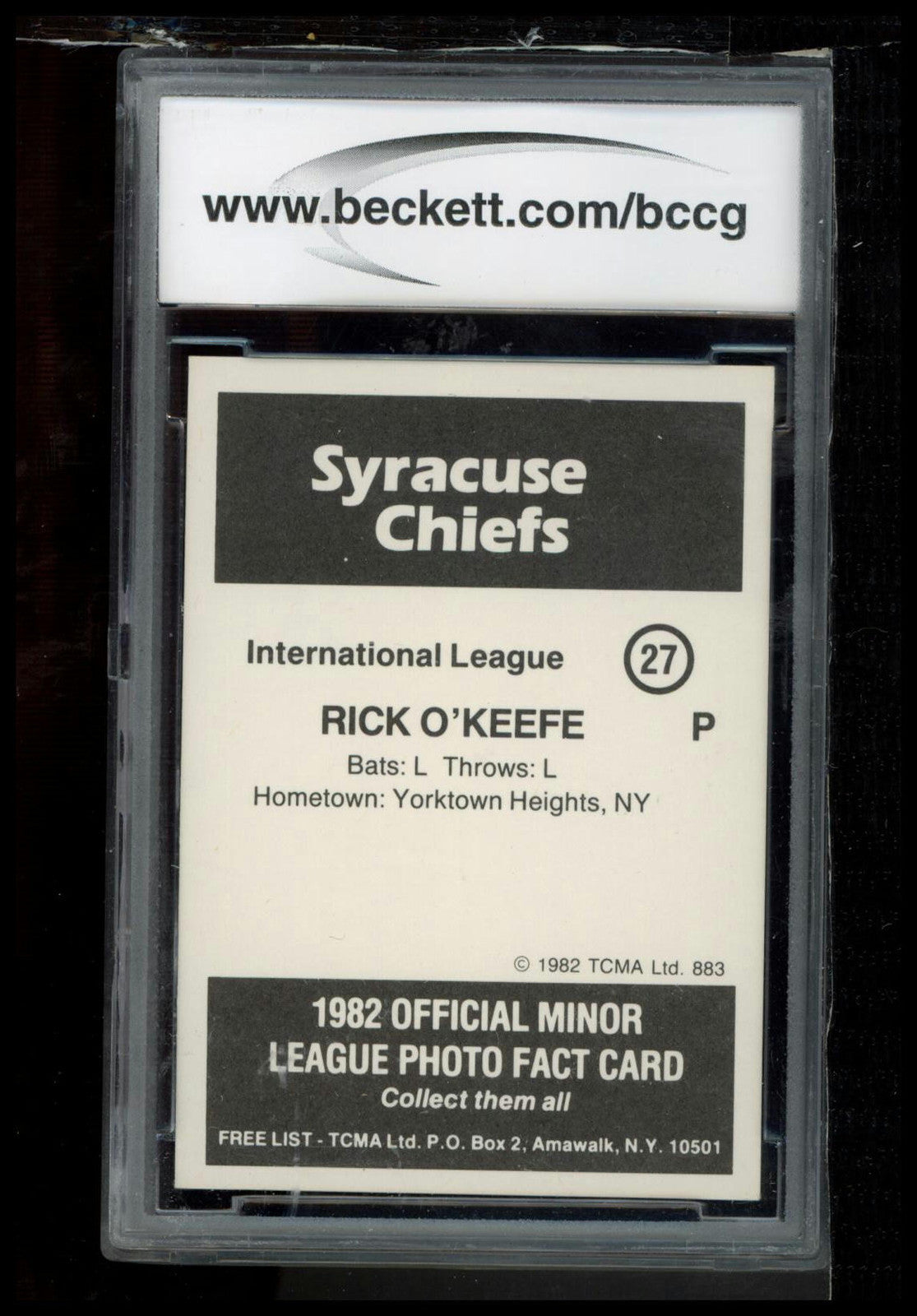 1982 TCMA Syracuse Chiefs #27 Rick O'Keefe BCCG 9
