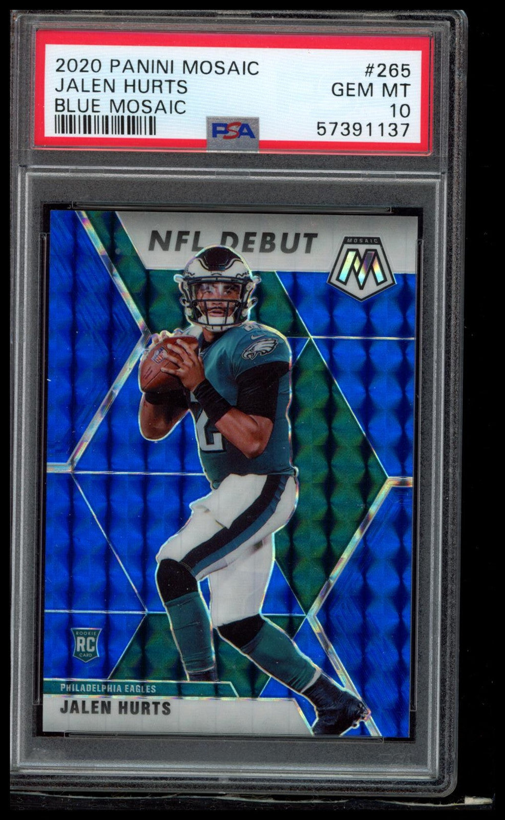 2020 Panini Mosaic #265 Jalen Hurts Blue Mosaic PSA 10
