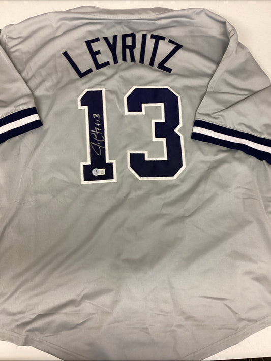 New York Yankees Jim Leyritz Signed Jersey Beckett COA Autograph Custom Xl