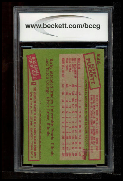 1985 Topps #536 Kirby Puckett BCCG 10