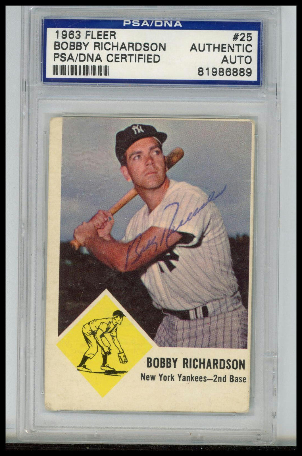 1963 Fleer #25 Bobby Richardson PSA Authentic