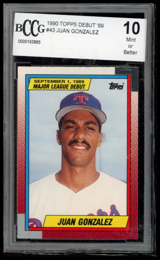 1990 Topps Major League Debut 1989 #43 Juan Gonzalez BCCG 10