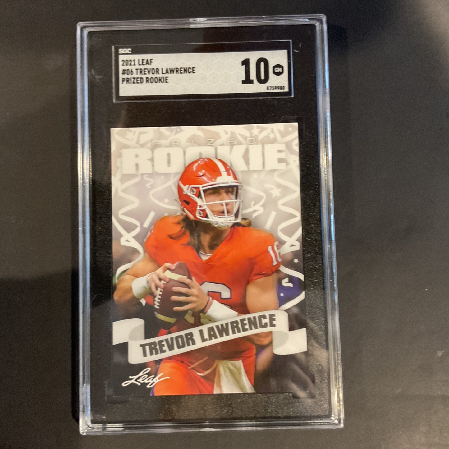 2021 Leaf # 06 Trevor Lawrence Prize Rookie SGC 10