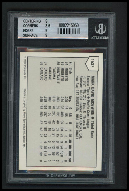 1989 ProCards Triple A #1537 Mark McGwire BGS 9