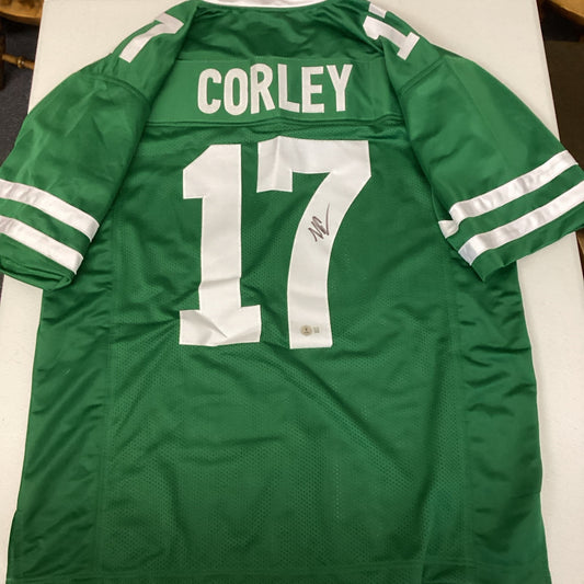 New York Jets ~ Malachi Corley ~ Signed Green Football Jersey Beckett Authentic!
