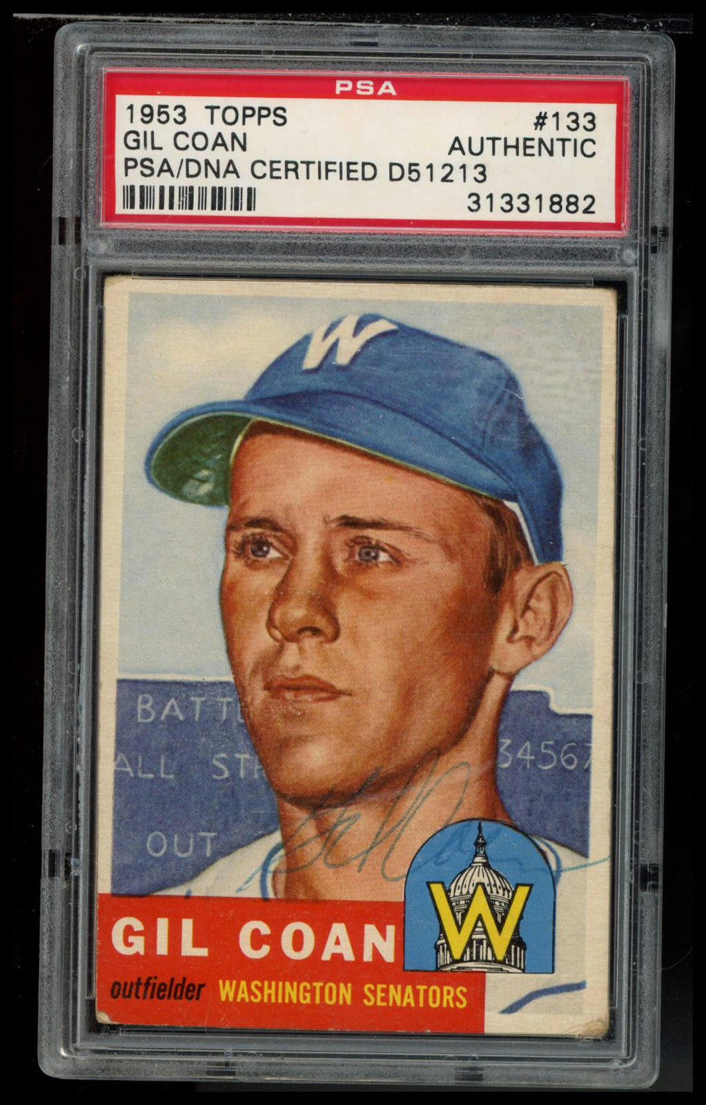 1953 Topps #133 Gil Coan PSA 0