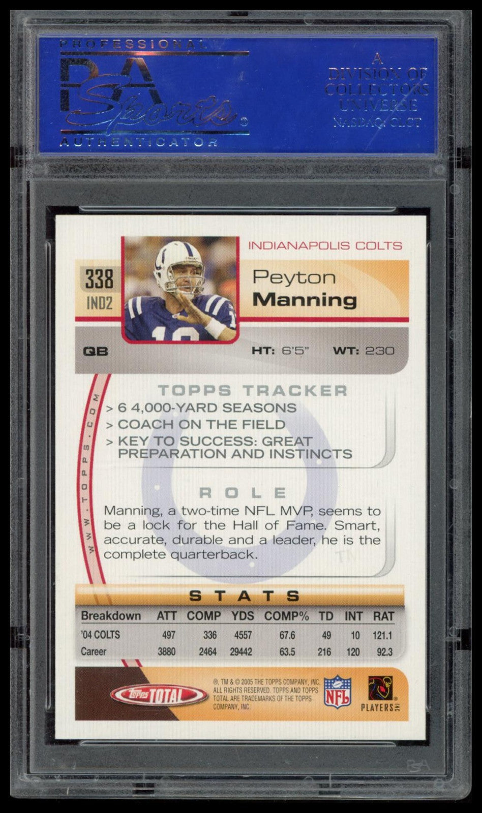 2005 Topps Total #338 Peyton Manning PSA 9