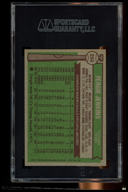 1976 Topps #250 Fergie Jenkins SGC Authentic