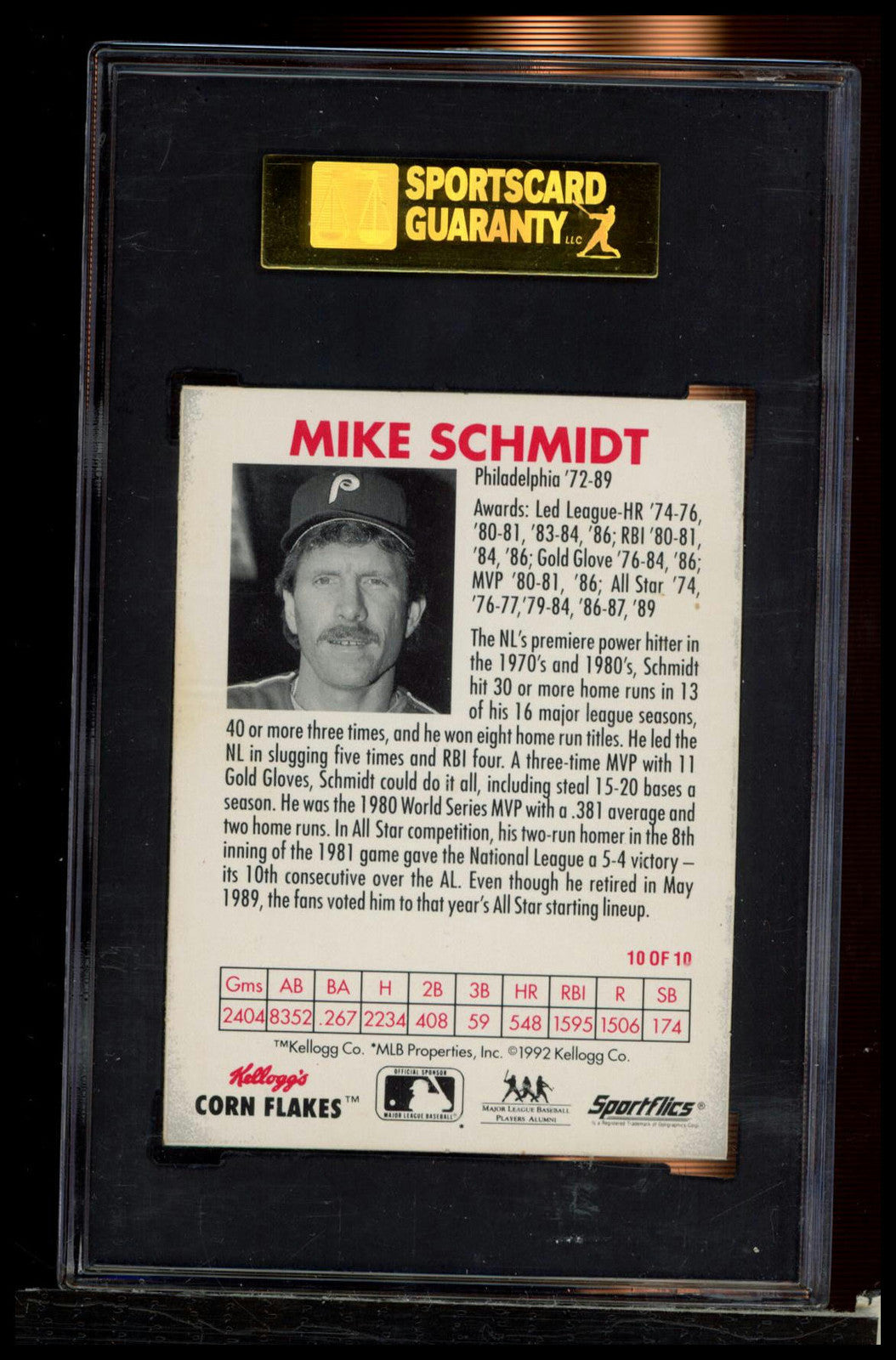 1992 Kellogg's Frosted Flakes All Stars #NNO Mike Schmidt SGC 8