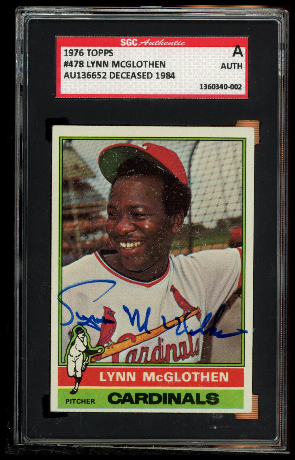 1976 Topps #478 Lynn McGlothen SGC Authentic