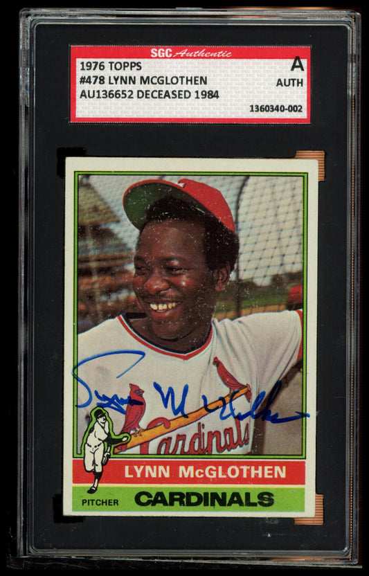 1976 Topps #478 Lynn McGlothen SGC Authentic