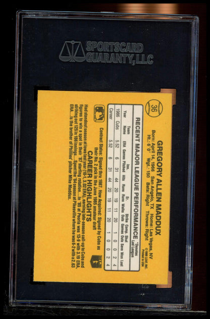 1987 Donruss #36 Greg Maddux SGC 9