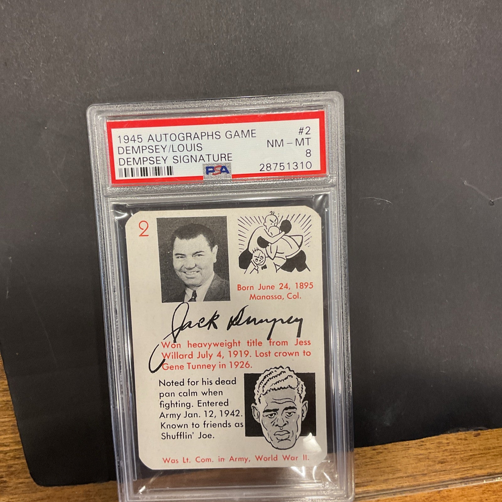 1945 Autographs Game Dempsey /Louis Dempsey Signature #2 PSA 8