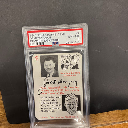 1945 Autographs Game Dempsey /Louis Dempsey Signature #2 PSA 8