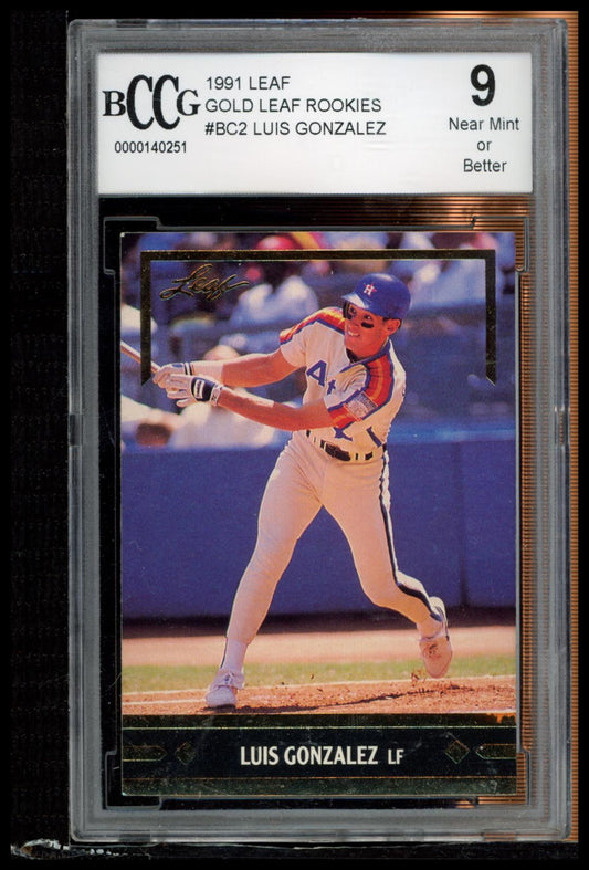 1991 Leaf #BC2 Luis Gonzalez Gold Rookies BCCG 9