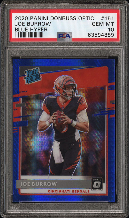 2020 Panini Donruss Optic #151 Joe Burrow Blue Hyper PSA 10 #/299