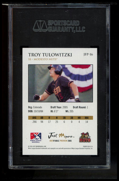 2005 Justifiable #16 Troy Tulowitzki 06 Preview Autographs SGC Authentic #/200