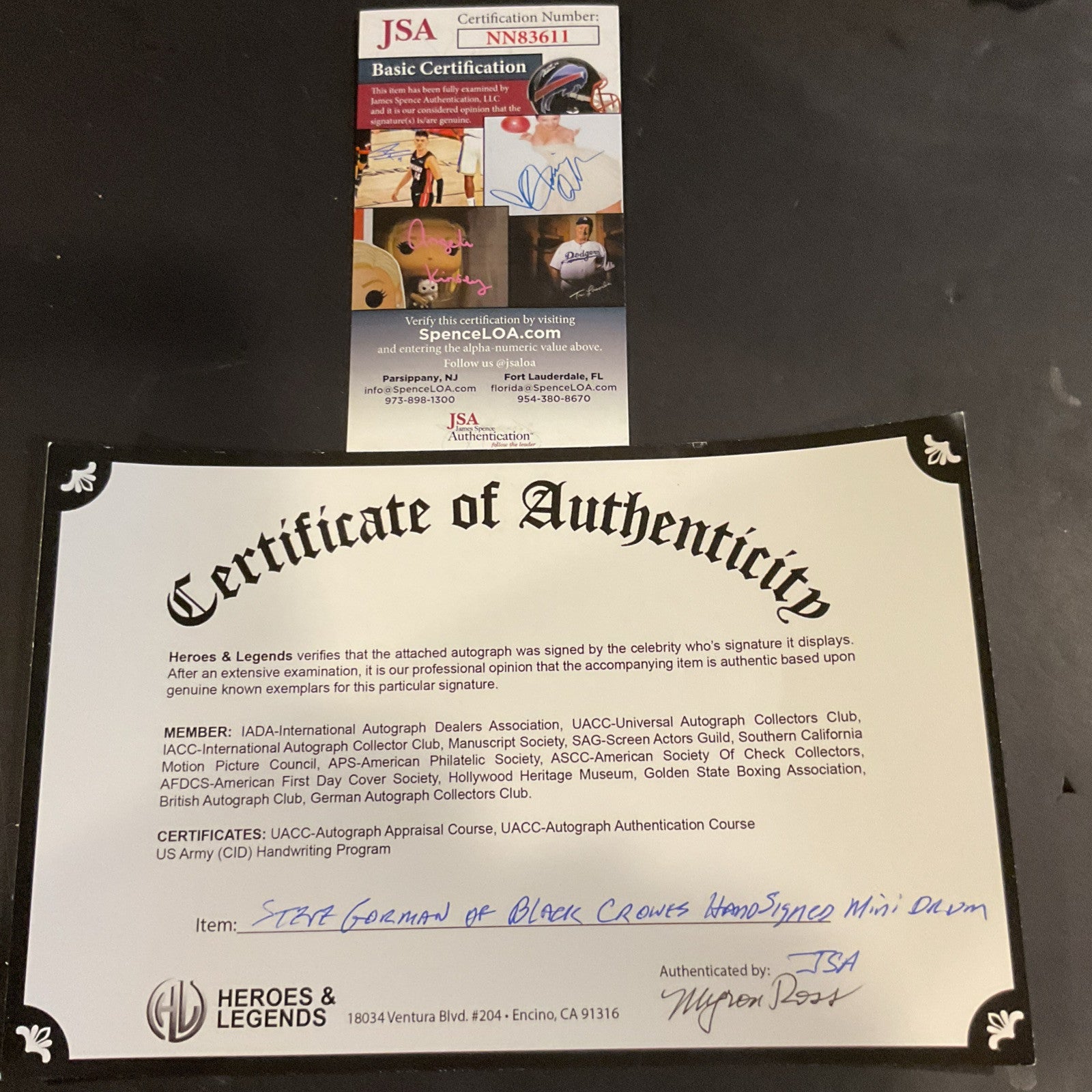 Autographed Steve Gorman Of The Black Crowes Mini Drum JSA Authenticated