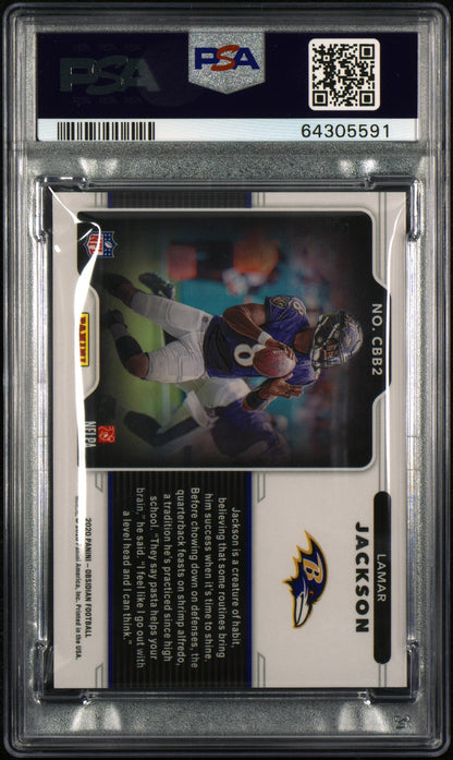 2020 Panini Obsidian #CBB2 Lamar Jackson Color Blast Black PSA 9