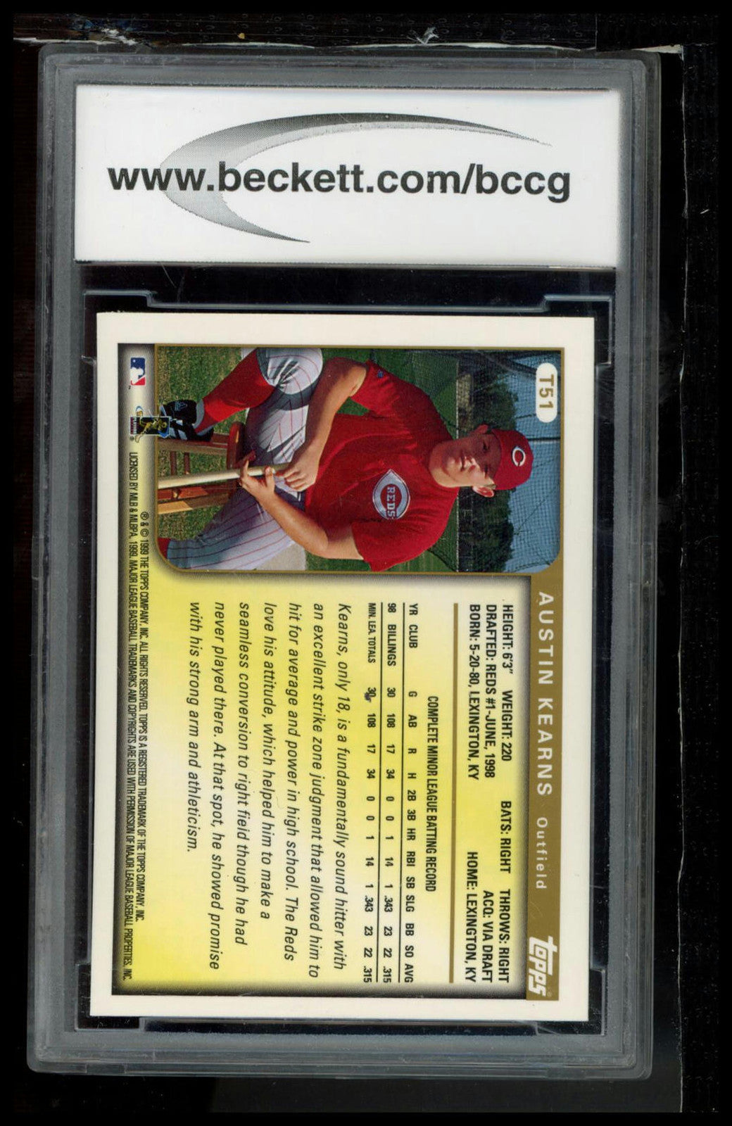 1999 Topps Traded & Rookies #T51 Austin Kearns BCCG 9