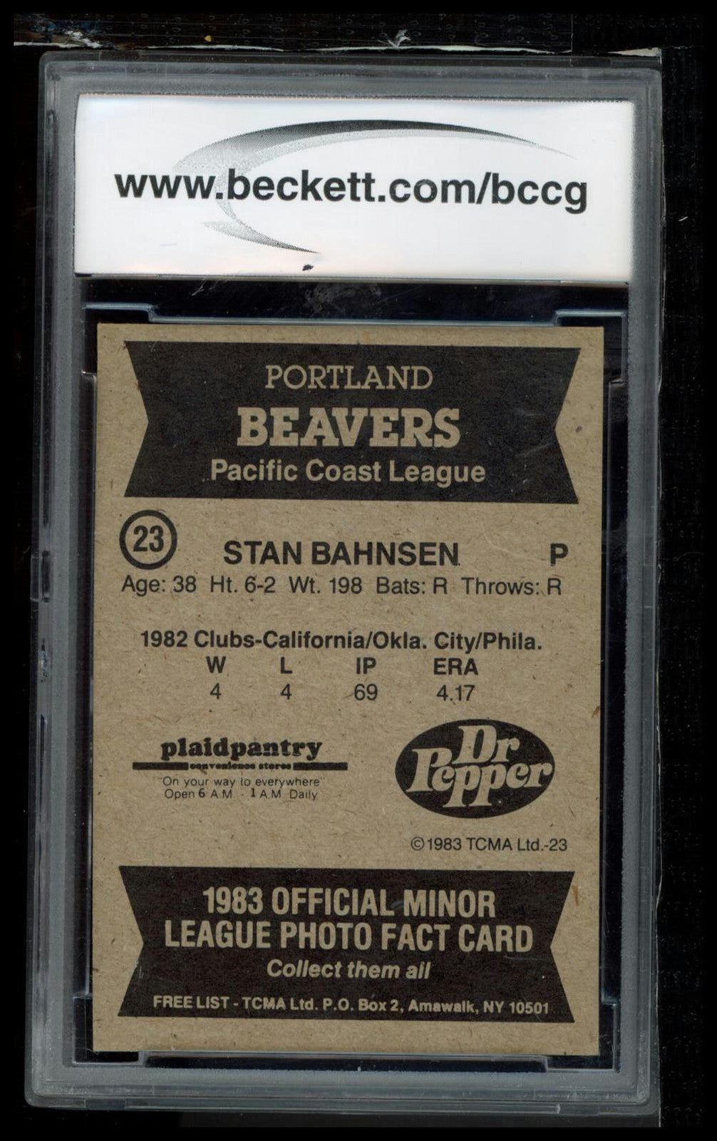 1983 TCMA Portland Beavers #23 Stan Bahnsen BCCG 10