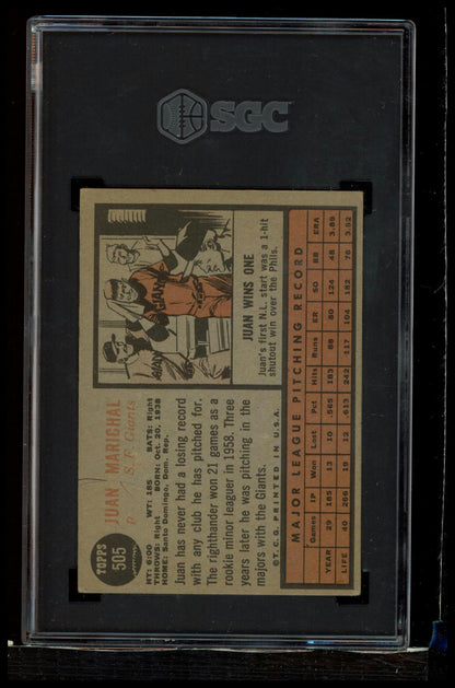 1962 Topps #505 Juan Marichal SGC 2