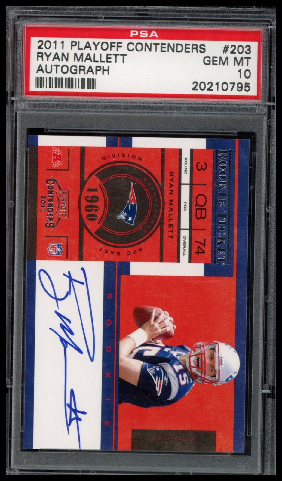 2011 Playoff Contenders #203 Ryan Mallett Autograph PSA 10