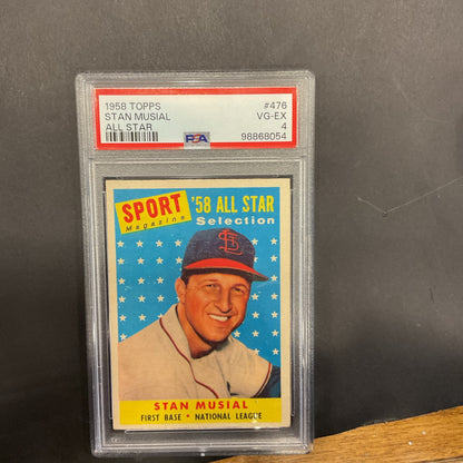 1958 Topps Stan  Musial  #476 All-Star PSA 4